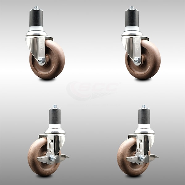 Service Caster 4 Inch 316SS High Temp Glass Filled Nylon 1-3/4 Inch Stem Caster Brake SCC, 2PK SCC-SS316EX20S414-GFNSHT-2-TLB-2-134 - main